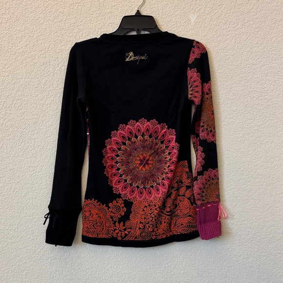 Desigual Women's Black and Pink Floral Long Sleeve Top - Picture 2 of 3